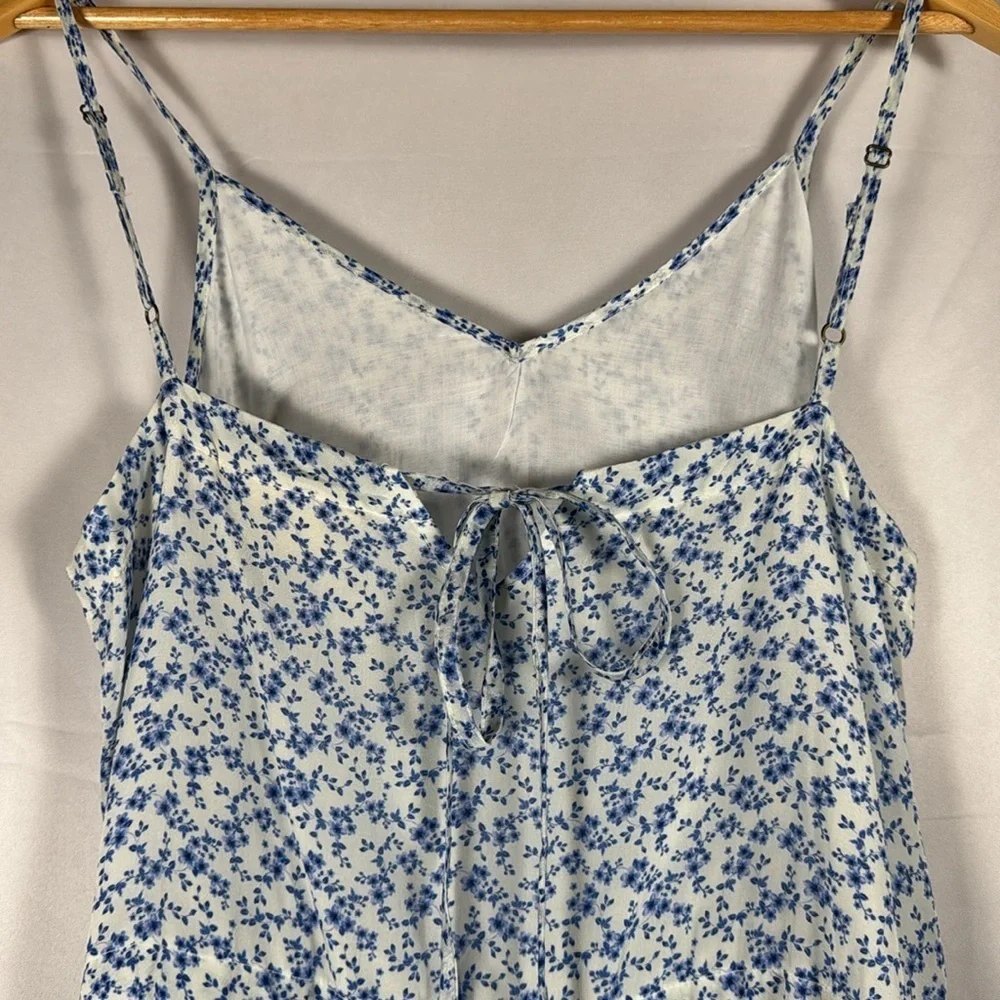 Reistor‎ Midi Dress MED Ditsy Floral Tie Waist Cupro Cottagecore Garden Prairie